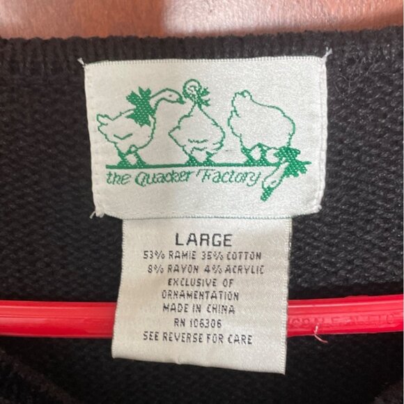 Vtg Quacker Factory Christmas Cardigan Women L w Snowman Snowflake Embellishment - Picture 6 of 9